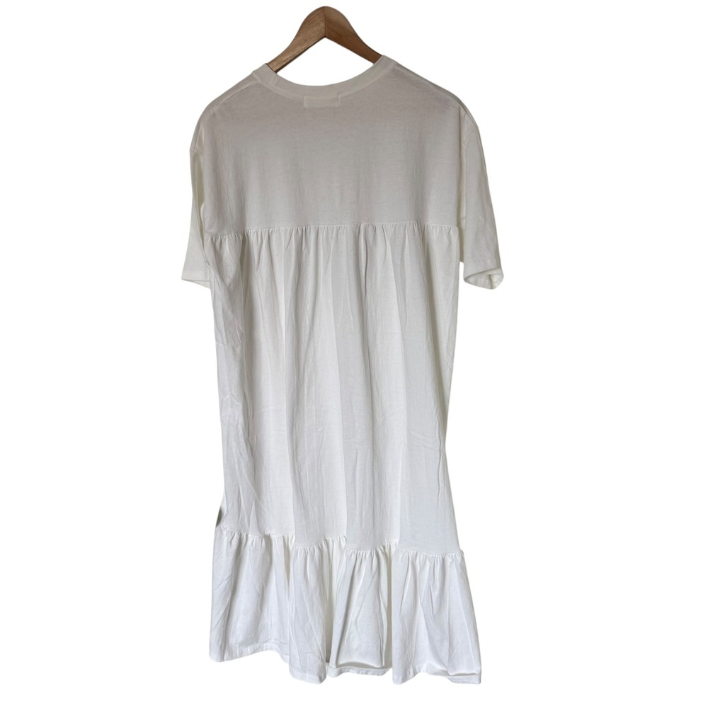 NANING9 White Cotton‎ Tiered Midi Dress Made in Korea Free Size